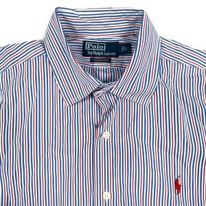 Ralph Lauren Classic Fit Blue Striped Men's Button Up Shirt - Size: L